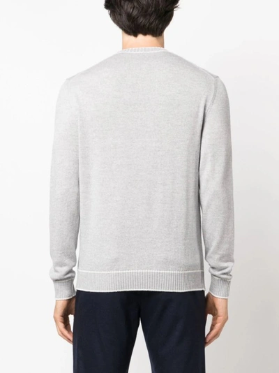 Shop Eleventy Striped-edge Wool Knitwear Jumper In White