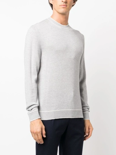 Shop Eleventy Striped-edge Wool Knitwear Jumper In White