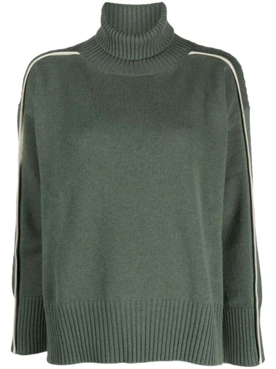 Shop Lorena Antoniazzi Roll-neck Piped-trim Detail Knitwear Jumper In Grey