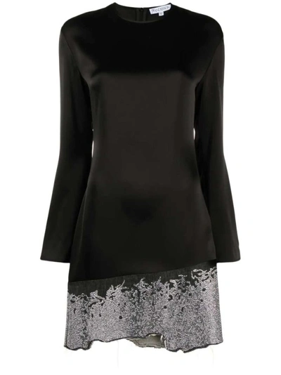 Shop Jw Anderson Glitter-embellished Satin Minidress In Black