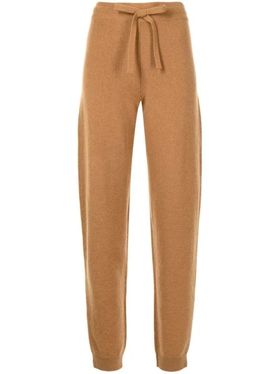 Shop Nanushka Ella Knitted Track Knitwear Trousers In Brown