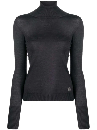 Shop Lorena Antoniazzi Crystal-embellished Star-logo Knitwear Jumper In Black