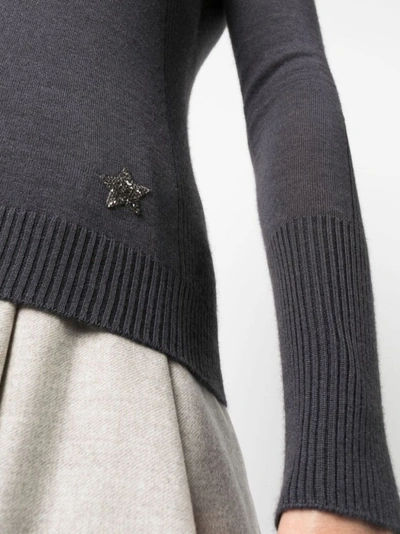 Lorena Antoniazzi Crystal-embellished Star-logo Jumper In Black