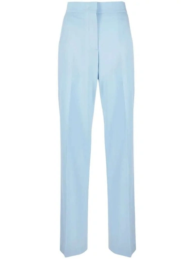 Shop Msgm High-waisted Virgin Wool Trousers In Blue