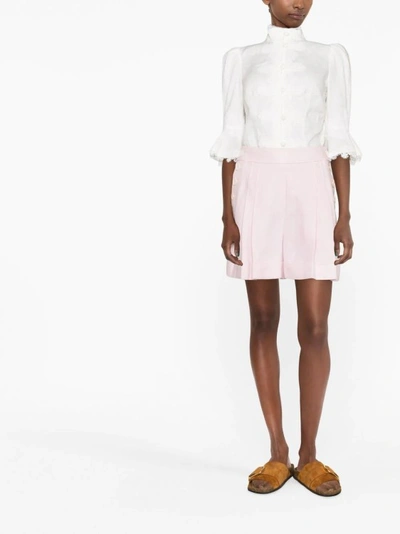 Shop Zimmermann High-waisted Linen Shorts In Neutrals