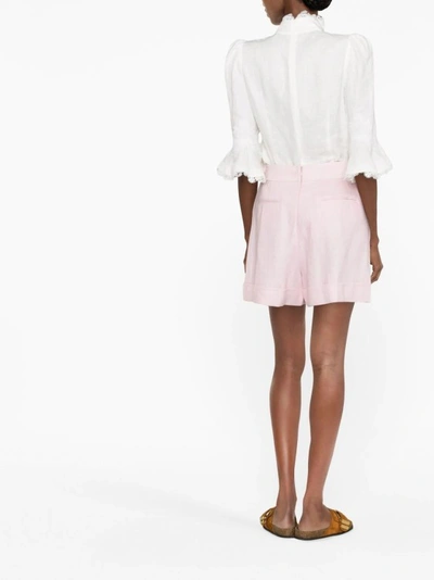 Shop Zimmermann High-waisted Linen Shorts In Neutrals