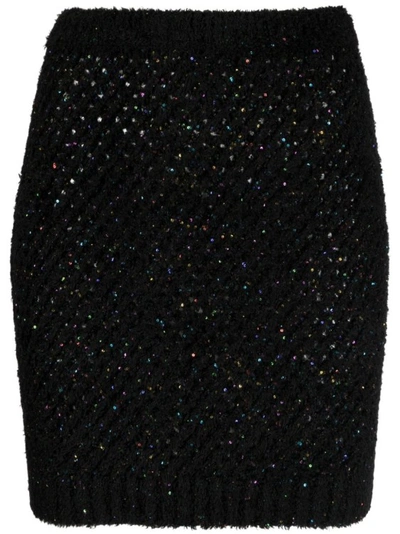Shop Balmain Sequin-embellished High-waist Miniskirt In Black