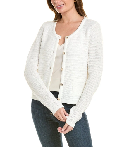Shop Nanette Lepore Textured Knit Cardigan In White