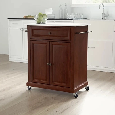 Shop Crosley Furniture Compact Kitchen Mahogany/white Portable Granite Top Kitchen Cart