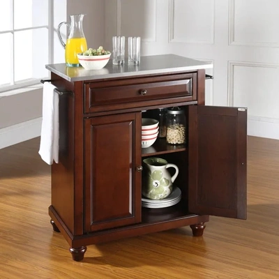 Shop Crosley Furniture Cambridge Mahogany/stainless Steel Stainless Steel Top Portable Kitchen Island/cart