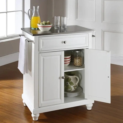 Shop Crosley Furniture Cambridge White/stainless Steel Stainless Steel Top Portable Kitchen Island/cart