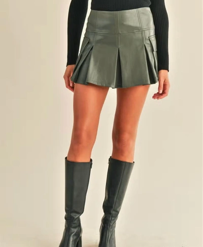 Shop Reset By Jane Pleated Cargo Skort In Olive In Green