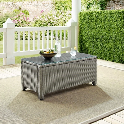 Crosley Furniture Bradenton Outdoor Wicker Rectangular Tempered Glass Top Coffee Table