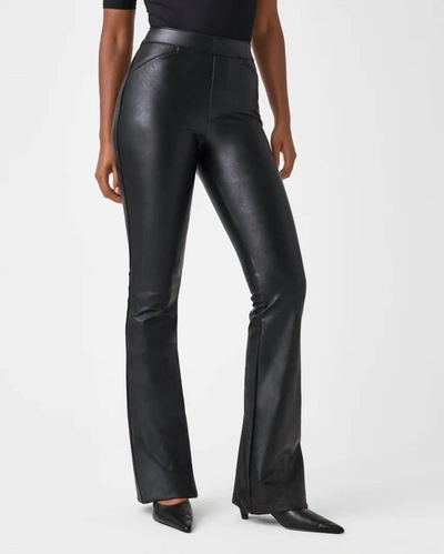 Shop Spanx Leather Like Flare In Black