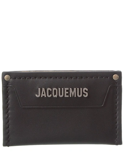 Shop Jacquemus Le Porte Carte Meunier Leather Card Case In Black