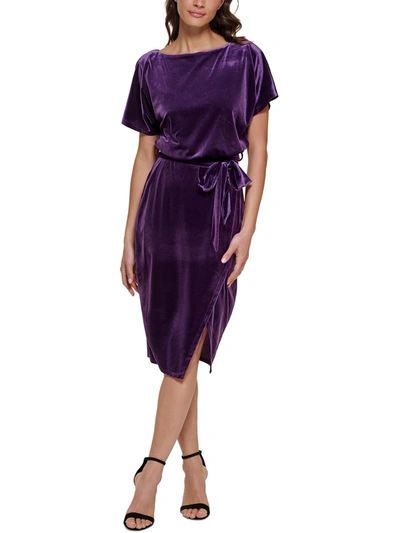 Shop Kensie Dresses Womens Velvet Knee Midi Dress In Beige