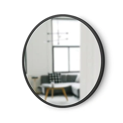 Umbra Hub Rubber Frame, Wall Mirror For Entryways, Bathrooms, Living Rooms And More, 18-inch