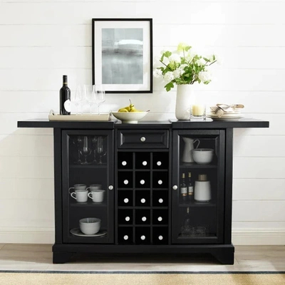 Crosley Furniture Alexandria Black Sliding Top Bar Cabinet