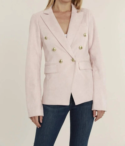 Shop Dolce Cabo Faux Suede Double Breasted Blazer In Pale Pink