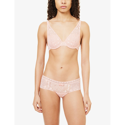 Shop Chantelle Day To Night Mid-rise Stretch-lace Briefs In Candlelight Peach