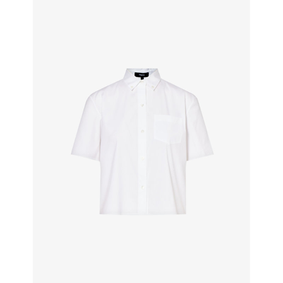 Shop Theory Patch-pocket Stretch Cotton-blend Shirt In White