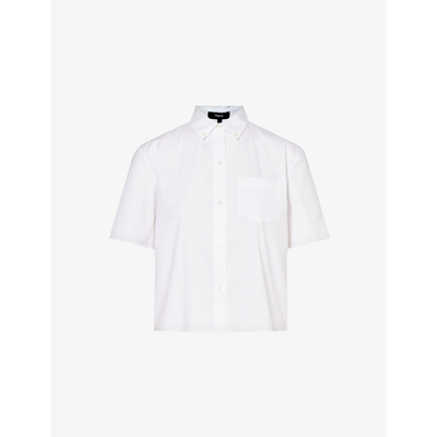 Theory Boxy Button-front Oxford Shirt In White