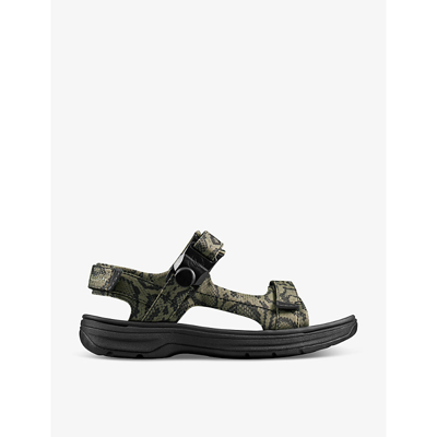 Shop Martine Rose X Clarks Snake-print Recycled-polyester Sandals In Green Textile