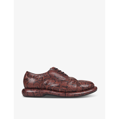 Shop Martine Rose X Clarks Womens Brown Snake Leather Oxford Shoes