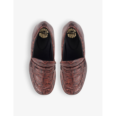 Shop Martine Rose X Clarks Women's Brown Snake Leather Heeled Loafers