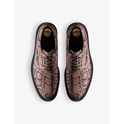 Shop Martine Rose X Clarks Women's Rose Textile Snake-print Leather Oxford Shoes
