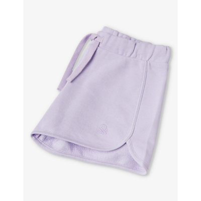 Shop Benetton Lilac Brand-embroidered Organic Cotton-jersey Shorts 18 Months - 6 Years