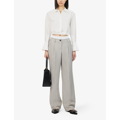 Shop 4th & Reckless Women's Grey Taylor Straight-leg High-rise Stretch-woven Trousers