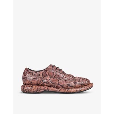 Shop Martine Rose X Clarks Womens Rose Snake Snake-effect Quilted-leather Oxford Shoes
