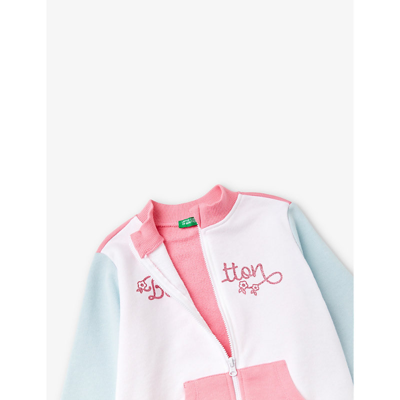 Shop Benetton Multicoloured Branded Colour-block Organic Cotton-jersey Jacket 18 Months - 6 Years