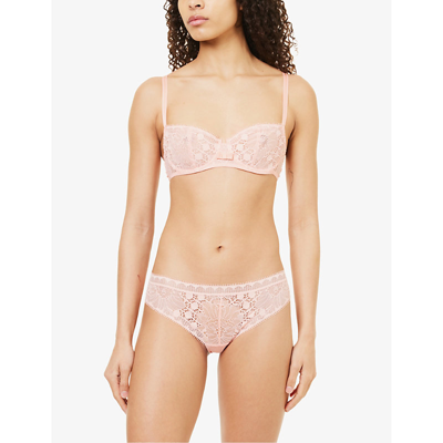 Shop Chantelle Women's Candlelight Peach Day To Night Half-cup Stretch-lace Bra