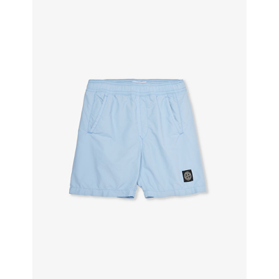 Shop Stone Island Boys Blue Kids Logo-patch Shell Shorts 4-14 Years