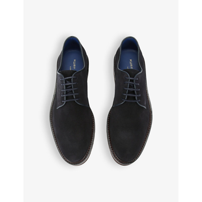 Shop Kurt Geiger Aiden Lace-up Suede Derby Shoes In Blue/dark