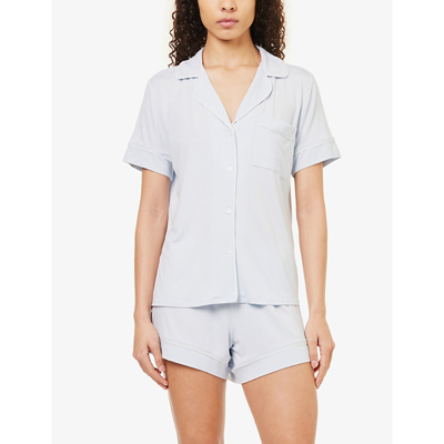 Eberjey Gisele Piped-trim In Ice Blue/ivory