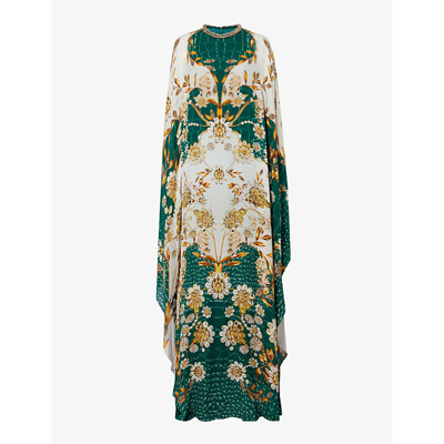 Shop Mary Katrantzou Women's Green Floral Taylor Floral-pattern Silk Maxi Dress