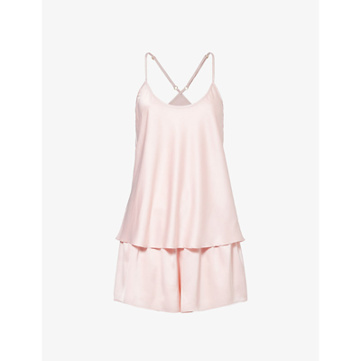 Shop The Nap Co Relaxed-fit Stretch-satin Pyjama Set In Powder Pink