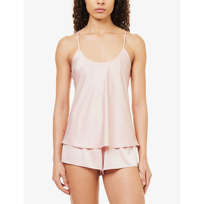 Shop The Nap Co Relaxed-fit Stretch-satin Pyjama Set In Powder Pink