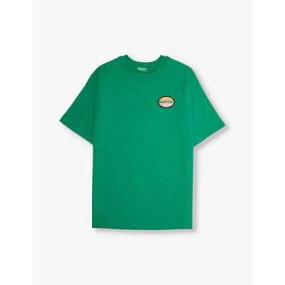 Shop Benetton Boys  Green Kids Logo-embroidered Short-sleeve Cotton T-shirt 6-14 Years