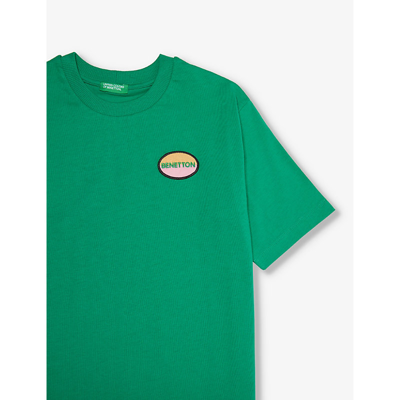 Shop Benetton Boys  Green Kids Logo-embroidered Short-sleeve Cotton T-shirt 6-14 Years