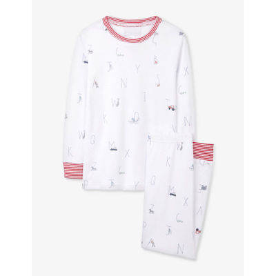 Shop The Little White Company Girlskids Alphabet-print Organic-cotton Pyjamas 1-6 Years In Multi