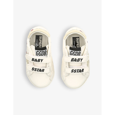 Shop Golden Goose Boys White/red Kids Baby School Graphic-print Leather Low-top Trainers 0-6 Months