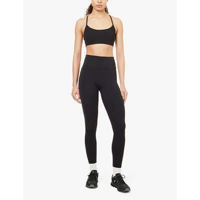 Shop Vuori Womens Black Bliss Brand-patch Stretch-recycled Polyamide Leggings