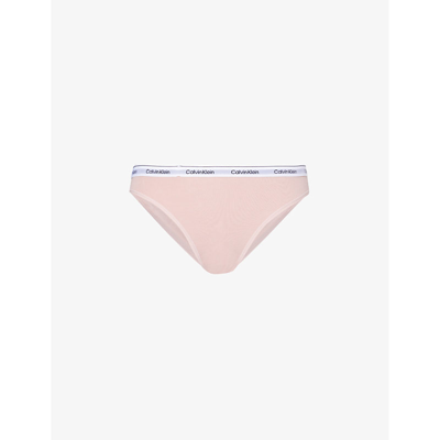 Calvin Klein Womens Subdued Modern Branded-waistband Stretch-cotton Briefs In Subdued