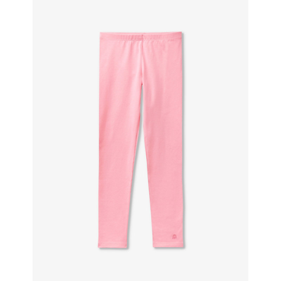 Shop Benetton Brand-embroidered Stretch-cotton Leggings 6-14 Years In Fuchsia Pink