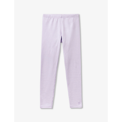 Shop Benetton Girls Lilac Kids Brand-embroidered Stretch-cotton Leggings 6-14 Years