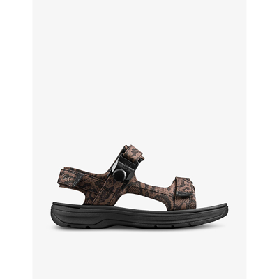 Shop Martine Rose X Clarks Snake-print Recycled-polyester Sandals In Brown Textile